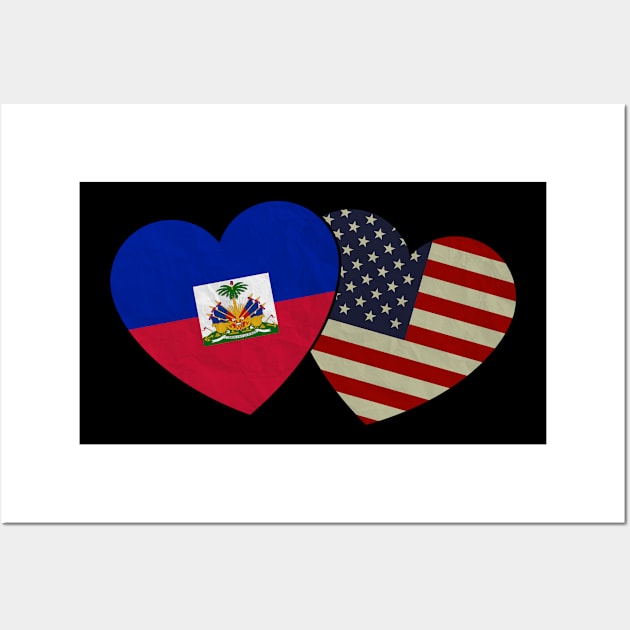 Haitian American Couple Heart Love Flag Valentines Day Wall Art by snnt